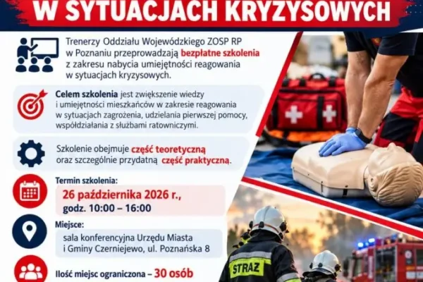 Bezpłatne szkolenie z pierwszej pomocy i reagowania w zagrożeniach w Czerniejewie
